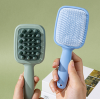 Vente en gros de grandes dents grossières Peigne à double dent en silicone Brosse à cheveux double face à long manche pour le nettoyage du cuir chevelu