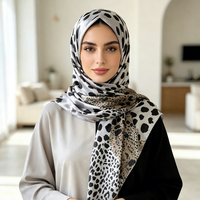 Hijab carré en satin imprimé léopard 90*90cm, foulard musulman dégradé, mode modeste, écharpe d'été pour femmes