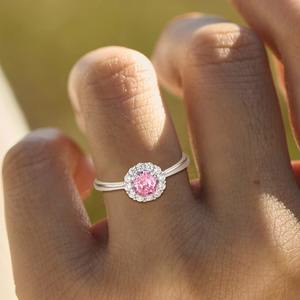 Anello di Fidanzamento in Argento Sterling 925 con Zirconi Cubici Rosa Gioielli da Sposa all'Ingrosso - Product Image 4