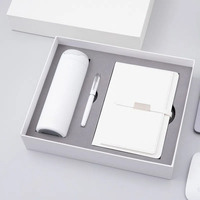 Ensemble cadeau de luxe : Carnet en cuir PU blanc, thermos, stylo et bouteille d'eau – Idéal pour les cadeaux d'affaires