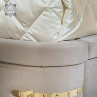 De cuero de cama tamaño King italiano moderno dormitorio de lujo importados moderno de cuero de nobuk de muebles para el hogar cabecero de la cama.