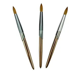Professionale di alta qualità oro e argento due colori maniglia in metallo pennelli per unghie 100konlinsky per polvere acrilica