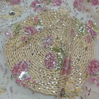 Tissu en dentelle à mailles brodé de perles et de paillettes, style chinois traditionnel, pour vêtements de cérémonie pour enfants, tissu à paillettes brodé au laser