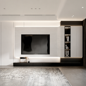 Mobile <span class=keywords><strong>TV</strong></span> Minimalista da Parete con Gestione Cavi per Studio, Loft e Soggiorno - Supporta <span class=keywords><strong>Disegni</strong></span> Personalizzati - Product Image 1