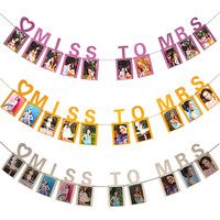 Cartel de foto de Miss to Mrs, cartel de boda, boda, ducha, foto, banderines, guirnalda, boda, novia