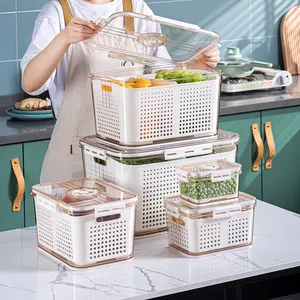 5 adet Set drenaj sepeti mutfak kiler drenaj buzdolabı organizatör kutuları buzdolabı gıda saklama kabı meyve plastik kutu
