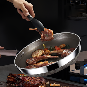 ชุดเครื่องครัวสแตนเลสเคลือบไทเทเนียม 7 ชั้น หนาพิเศษ ราคาโรงงาน กระทะขอบตรง พร้อมฝาแก้ว - Product Image 2