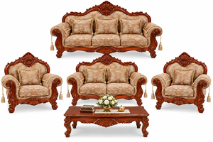 Ensemble canapé et fauteuil classiques, style européen de luxe, meubles anciens faits à la main, ensemble de sièges rembourrés haut de gamme pour salon - Product Image 2