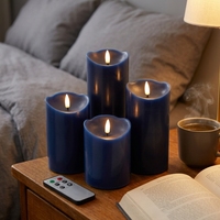 Décoration d'intérieur Matti's - Bougie LED à flamme réelle 3D à télécommande, en cire de paraffine, couleur bleue lisse
