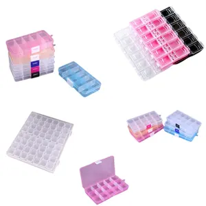 Caja de almacenamiento para joyas y pastillas, organizador transparente de plástico extraíble, 6/10/12/15/24/28/36 rejillas
