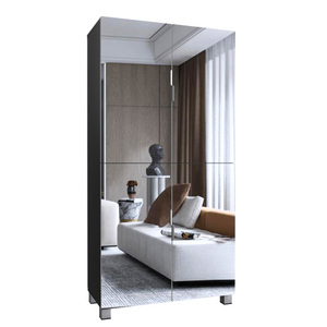 خزانة أحذية بـ 8 طبقات مع 4 أبواب مرآة ورفوف قابلة للتعديل وفتحات تهوية، تتسع لـ 24-32 زوجًا من الأحذية، تخزين للمدخل - Product Image 1