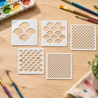 Pochoir en plastique réutilisable pour la décoration et la peinture, motif écailles de poisson, 5 pièces