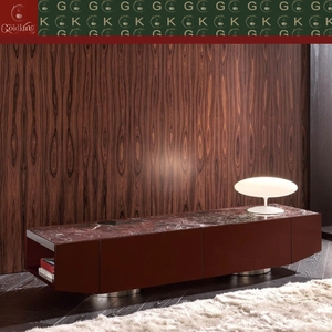 Console TV en marbre moderne et minimaliste GOLDKING pour salon, meuble brillant au design flottant, fabrication sur mesure OEM ODM CAD 3D - Product Image 3