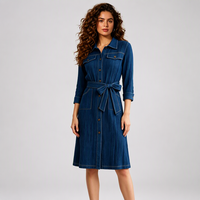 Robe plissée décontractée pour femme, longueur genou, avec ceinture boutonnée, coupe trapèze, taille haute, pour l'été – Excellence de la mode, expédition rapide