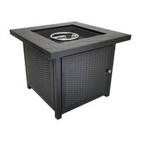 Ensemble de table à manger d'extérieur avec foyer au gaz Mobilier de jardin rectangulaire en acier Corten Gaz propane Carburant