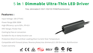 ETL DC24V Triac Dimmable 0-10v 1-10v 10v Pwm Potentiometer 30W IP67 Waterproof Constant Voltage Dimmable Led Driver - Product Image 5