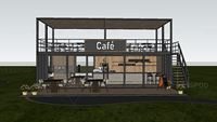 Café préfabriqué mobile de 30 pieds, restaurant en conteneur à double étage, café