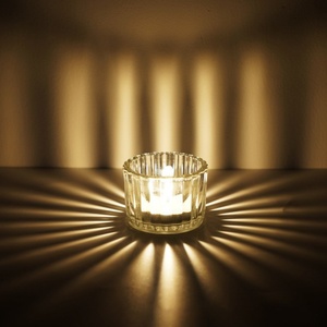 Wholesale Clear Glass Votive Holder Stripe Amber Color for Home Decoration Soy Wax Scented <b>Candle</b> Making Jar <b>Candle</b> Container - Product Image 1
