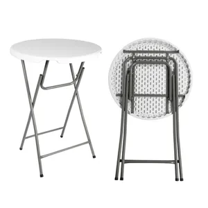 Easy Carrying Metal Patio White Plastic Outdoor Cocktail Lightweight 110cm High Bar Folding Round Bar Table Portable