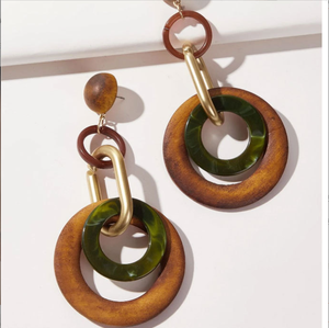 Anting-Anting Menjuntai Besar Bergaya Vintage, Anting-Anting Kayu Bentuk Geometris Besar, Aksesori Perhiasan Modis - Product Image 3