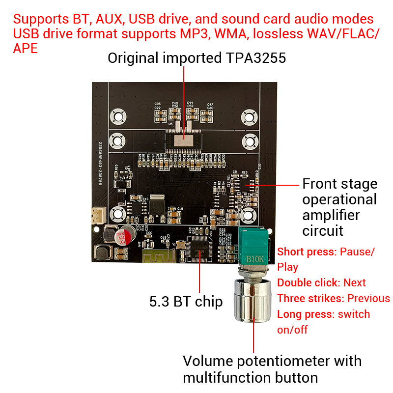 WUZHI ZK-3002B BT 5.3 Digital Speaker Amplifier Module 300WX2 Dual