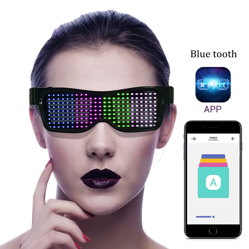 Gafas de moda inteligentes e inalámbricas con luces Led parpadeantes, para fiestas, que brillan en la oscuridad, se iluminan con la aplicación programable