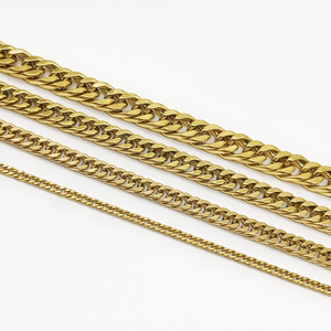 Pulsera de eslabones cubanos de acero inoxidable con baño de oro de 18 quilates para hombre y mujer, no se deslustra, venta al por mayor - Product Image 4