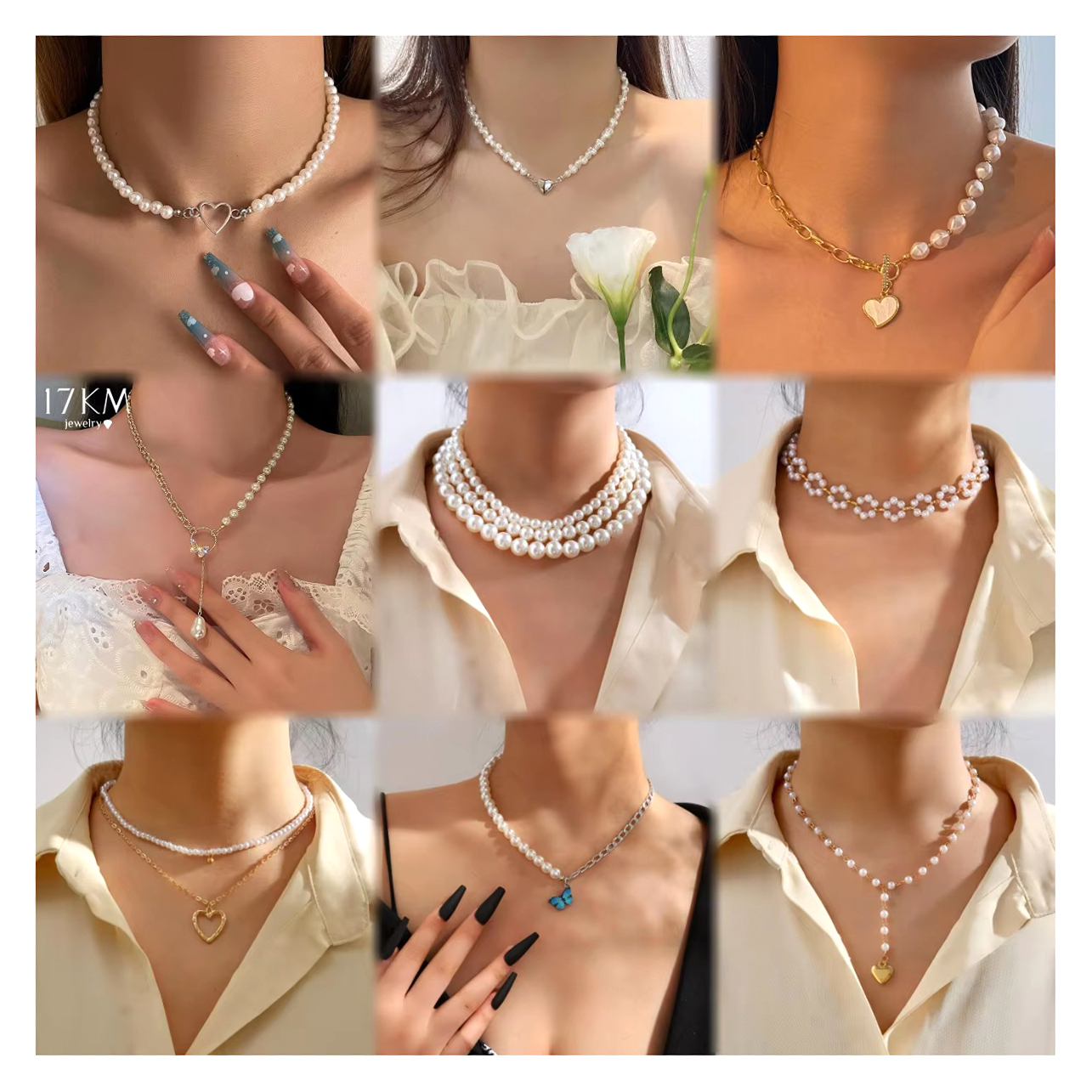 Korean Classic Pearl Butterfly Necklace - Gold Overlay