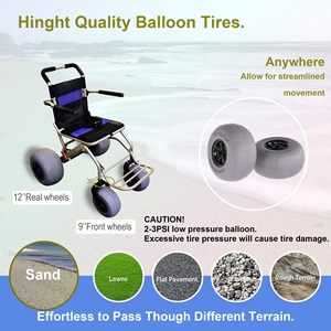 Silla de Ruedas Manual de Playa con Ruedas Grandes de Aleación de Aluminio de 20 kg, Color Azul Dragón, Certificación CE, Personalizable, Venta al Por Mayor - Product Image 2