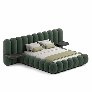 Двуспальные кровати NOVA с обивкой из ткани, мебель для спальни King и <span class=keywords><strong>Queen</strong></span>, современные роскошные деревянные каркасы кроватей King Size - Product Image 3