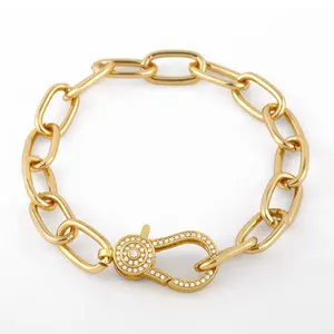 Оптовая продажа, индивидуальный золотистый браслет для женщин, высококачественные ювелирные изделия из настоящего золота, недорогой браслет из нержавеющей стали