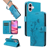 Papillon Portefeuille En Cuir étui pour iphone 17 16 16E 15 14 13 Mini 12 11 Pro Max X XS XR 8 7 6 6S Plus 5 SE 3 Fleur Sangle Couverture