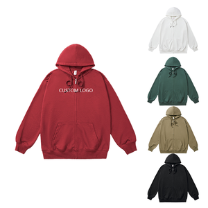 High Quality Plain Unisex 100% Cotton Autumn Embroidered Oversized Designer Zip-Up Custom for French Terry Hoodie - Product Image 2