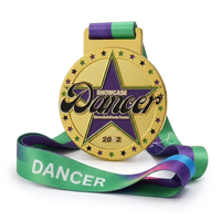 Médaille de concours personnalisée en alliage de zinc gravée avec ruban pour festival de danse, performance artistique, trophée pour participants