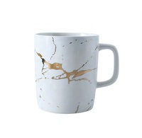 Tasse à café réutilisable Garder Porcelain style nordique américain 370 ml, très vendue, luxe marbre blanc noir, logo personnalisé, mariage