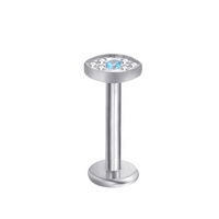 Labret-Anillo de labio sin rosca, joyería para el cuerpo, top de ojo, Pin de empuje, Piercing de tubo