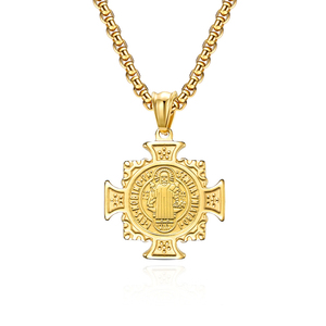 Collar con <span class=keywords><strong>Medalla</strong></span> y Cadena <span class=keywords><strong>de</strong></span> Acero Inoxidable con Dije <span class=keywords><strong>de</strong></span> Cruz <span class=keywords><strong>de</strong></span> <span class=keywords><strong>San</strong></span> <span class=keywords><strong>Benito</strong></span> - Product Image 1