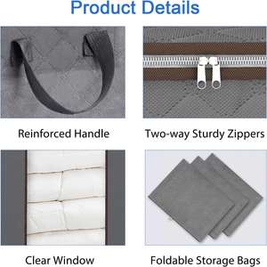 Grand sac de rangement sous le lit avec poignée renforcée, organisateur de couettes, couvertures et vêtements en tissu non tissé pour la literie - Product Image 4