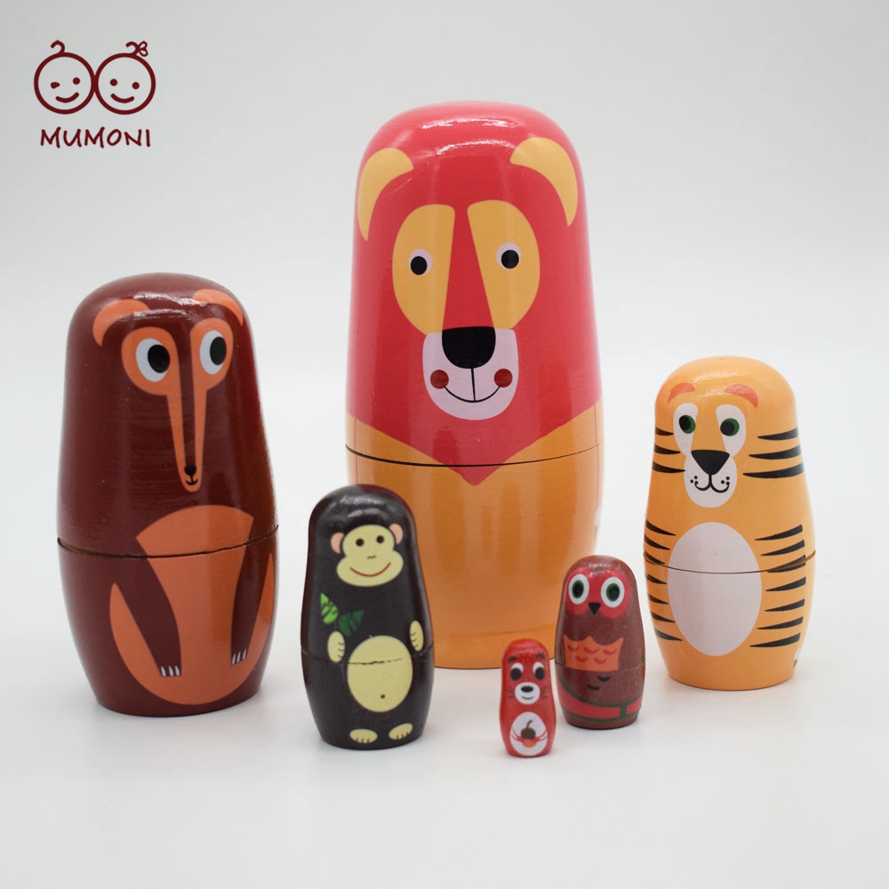 Большое количество в наличии, деревянные русские куклы-гнездильщики с лесными животными