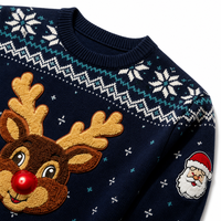 Pull en tricot doux et respirant pour homme, personnalisé ODM/OEM, avec motif flocon de neige, cœur et renne, idéal pour Noël, avec logo frontal
