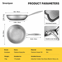 Wajan Goreng Smartpan Titanium Hammered Food Grade Tanpa Lapisan, Dasar Tebal Multi-Layer, Cocok untuk Kompor Gas dan Induksi, Bebas PTFE/PFOA