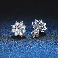 Usine en gros 925 argent Sterling D couleur 5mm Moissanite boucles d'oreilles tournesol haute qualité Moissanite boucles d'oreilles pour les femmes