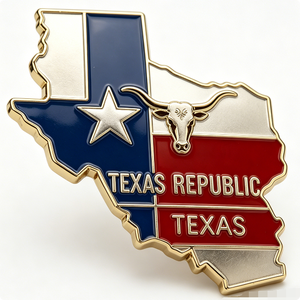 Insignia de recuerdo de graduación de Texas, de aleación de zinc chapada en oro, con forma de mapa, esmaltada y con impresión UV, para la bandera del estado de Texas. - Product Image 3