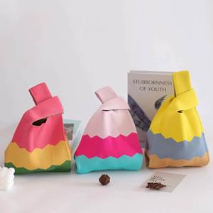 Handmade Knit Handbag Shopping Mini Knot Wrist <b>Purse</b> <b>Cute</b> Colorful Knitted Tote Bag - Product Image 1