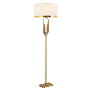 Contemporary Brass <b>Floor</b> <b>Lamp</b> White Drum <b>Shade</b> LED E26 Base Warm White Light 3500K Dimmable CRI 90 Residential Lighting - Product Image 3