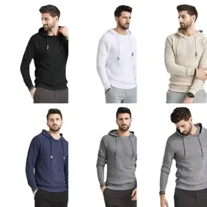 Jersey de punto de manga larga suéter de algodón de lana Europa y los Estados Unidos moda casual suéter con capucha suéter de los hombres