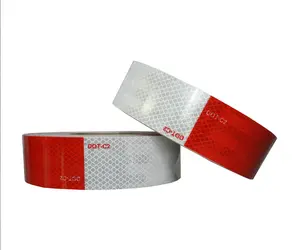 Rifornimento di fabbrica nastro riflettente rosso e bianco in <span class=keywords><strong>PVC</strong></span> DOT-C2 Cinta riflessiva sintas Reflactantes materiale riflettente ad alto adesivo - Product Image 1