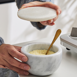 Maison Naturelle Vente en Gros Cuisine Maison Marbre Blanc Pot à Épices Poivre Boîte Sucre Assaisonnements Gardien <span class=keywords><strong>Sel</strong></span> Cave - Product Image 1