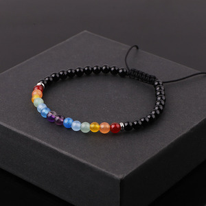 Nouveau à la mode 4mm Chakra Perles <span class=keywords><strong>Macramé</strong></span> <span class=keywords><strong>Bracelet</strong></span> JBS12539 Réglable Naturel Zircon Pierre Or En Acier Inoxydable Boule Motif - Product Image 4