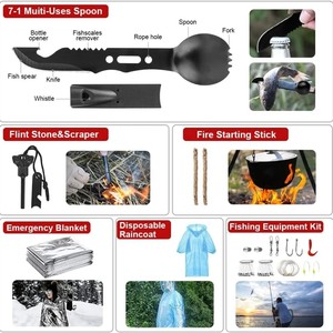 Kit d'outils de survie en plein air, équipement d'urgence multifonctionnel avec matériel de premiers secours et de camping, en nylon imperméable, 15x10x20cm - Product Image 5